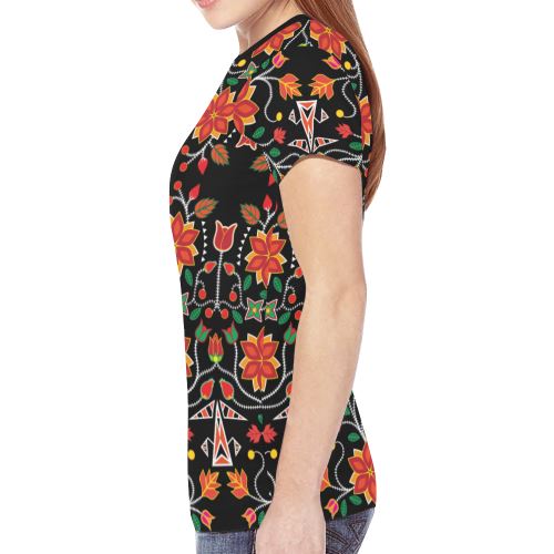 Floral Beadwork Six Bands New All Over Print T-shirt for Women (Model T45) New All Over Print T-shirt for Women (T45) e-joyer