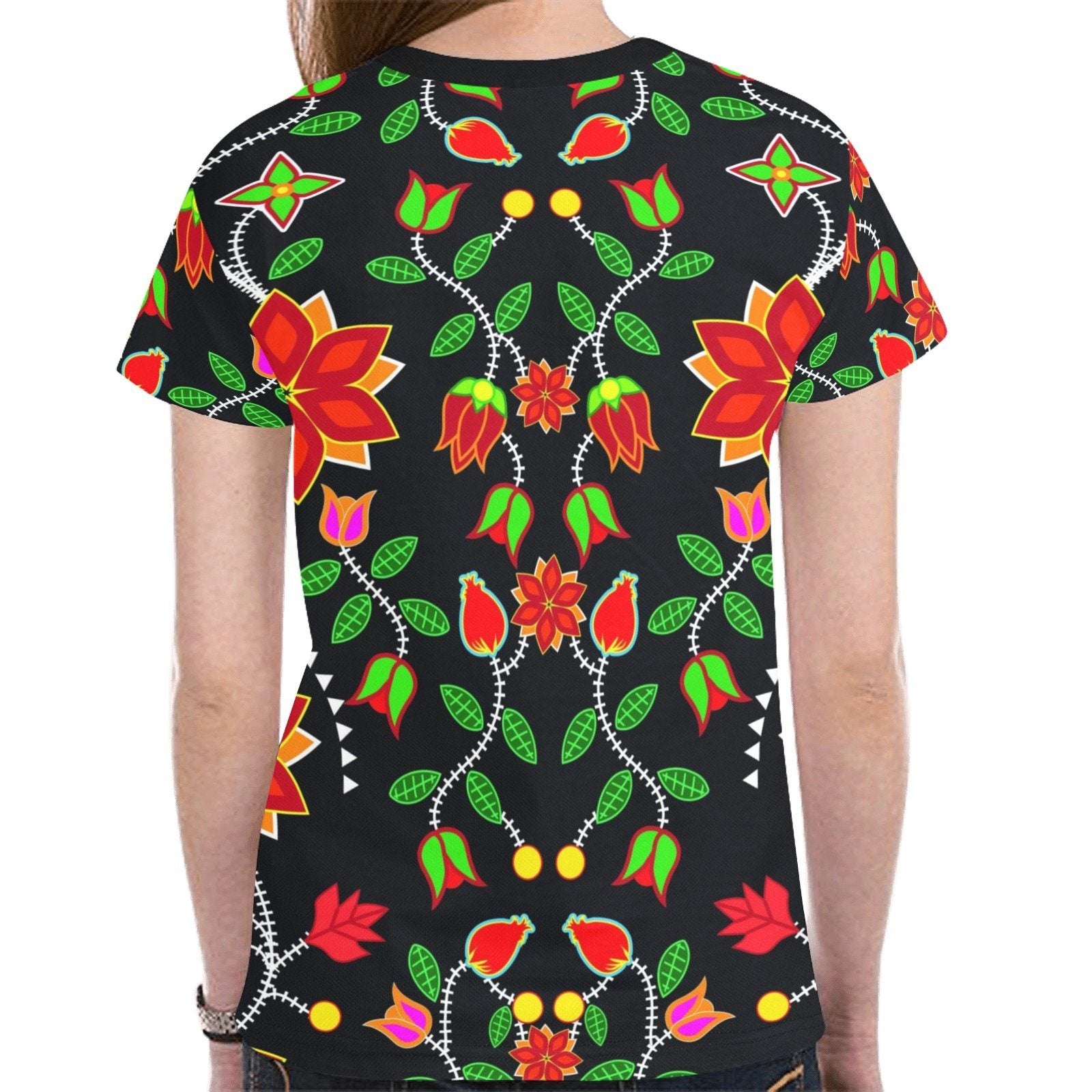 Floral Beadwork Six Bands New All Over Print T-shirt for Women (Model T45) tshirt e-joyer