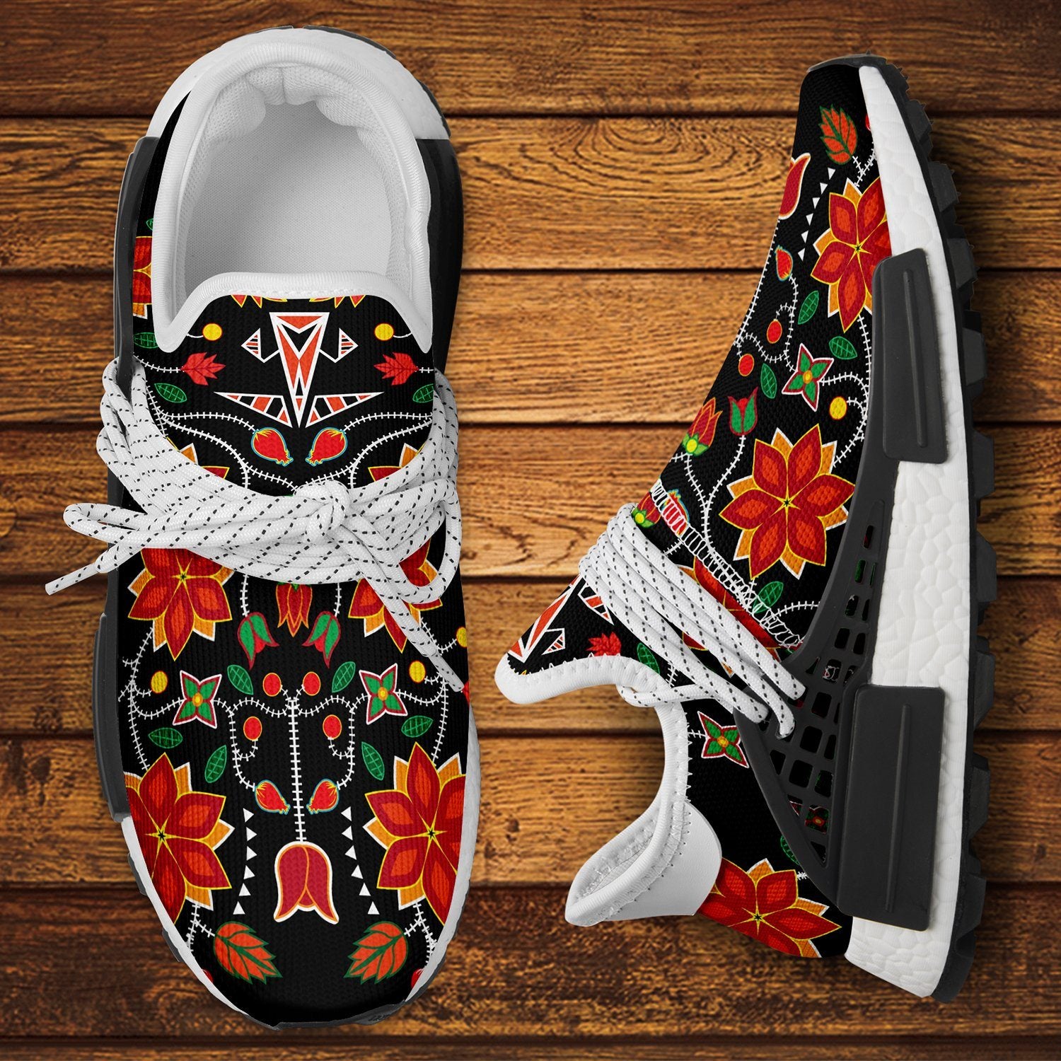 Floral Beadwork Six Bands Okaki Sneakers Shoes 49 Dzine