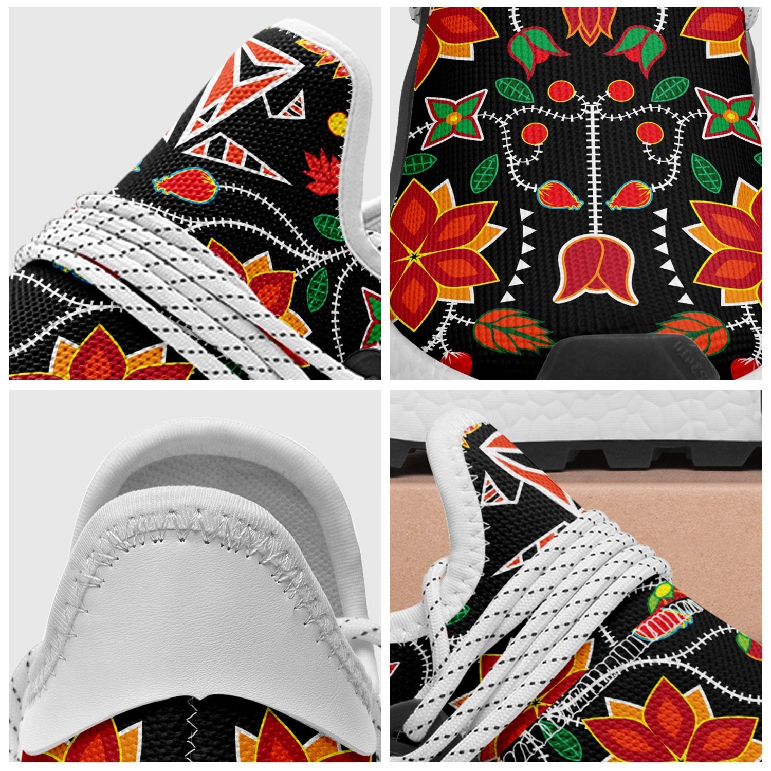 Floral Beadwork Six Bands Okaki Sneakers Shoes 49 Dzine