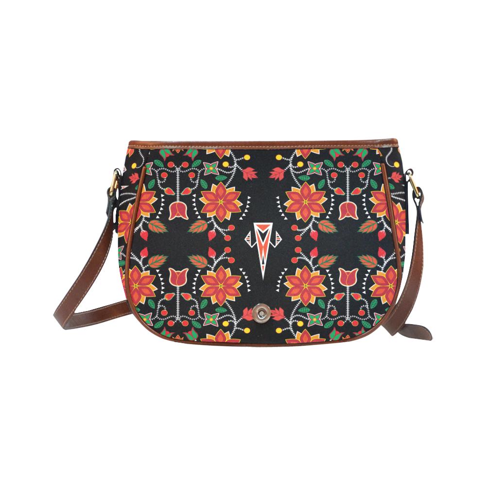 Floral Beadwork Six Bands Saddle Bag/Small (Model 1649) Full Customization Saddle Bag/Small (Full Customization) e-joyer