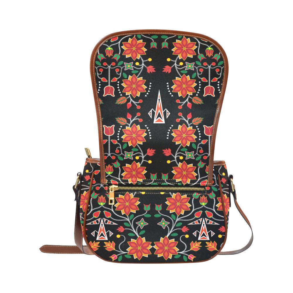 Floral Beadwork Six Bands Saddle Bag/Small (Model 1649) Full Customization Saddle Bag/Small (Full Customization) e-joyer