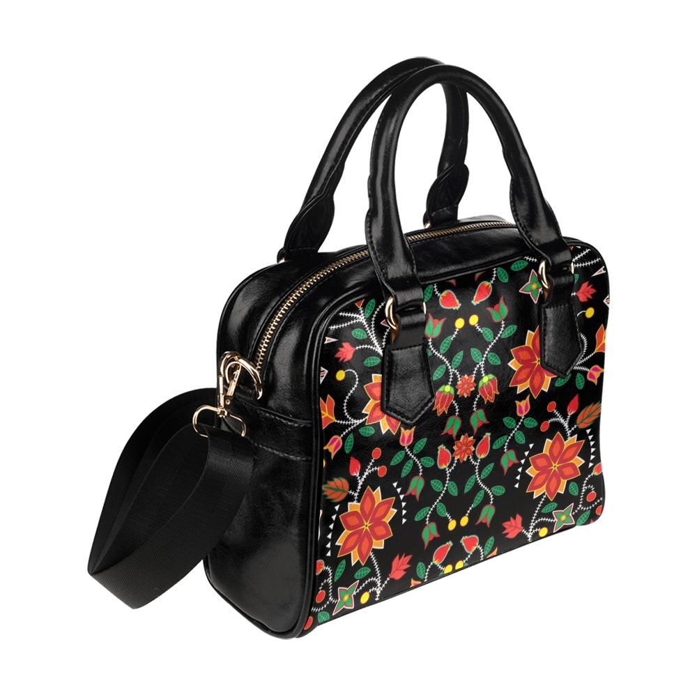 Floral Beadwork Six Bands Shoulder Handbag (Model 1634) bag e-joyer