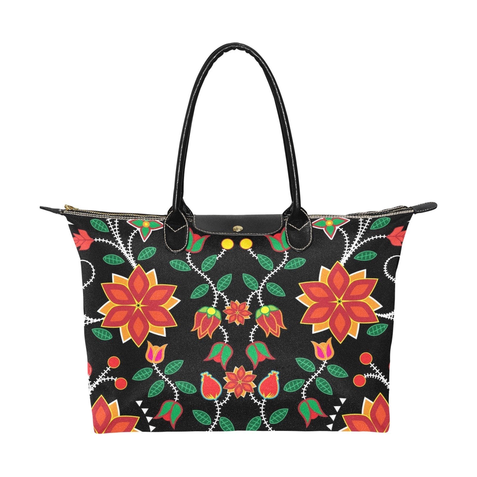 Floral Beadwork Six Bands Single-Shoulder Lady Handbag (Model 1714) bag e-joyer