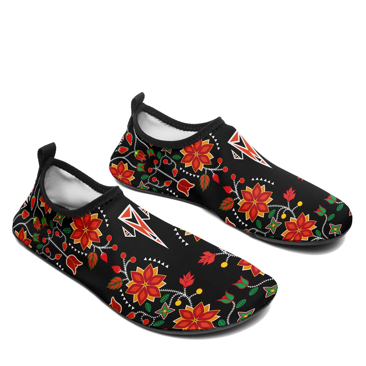 Floral Beadwork Six Bands Sockamoccs Slip On Shoes 49 Dzine