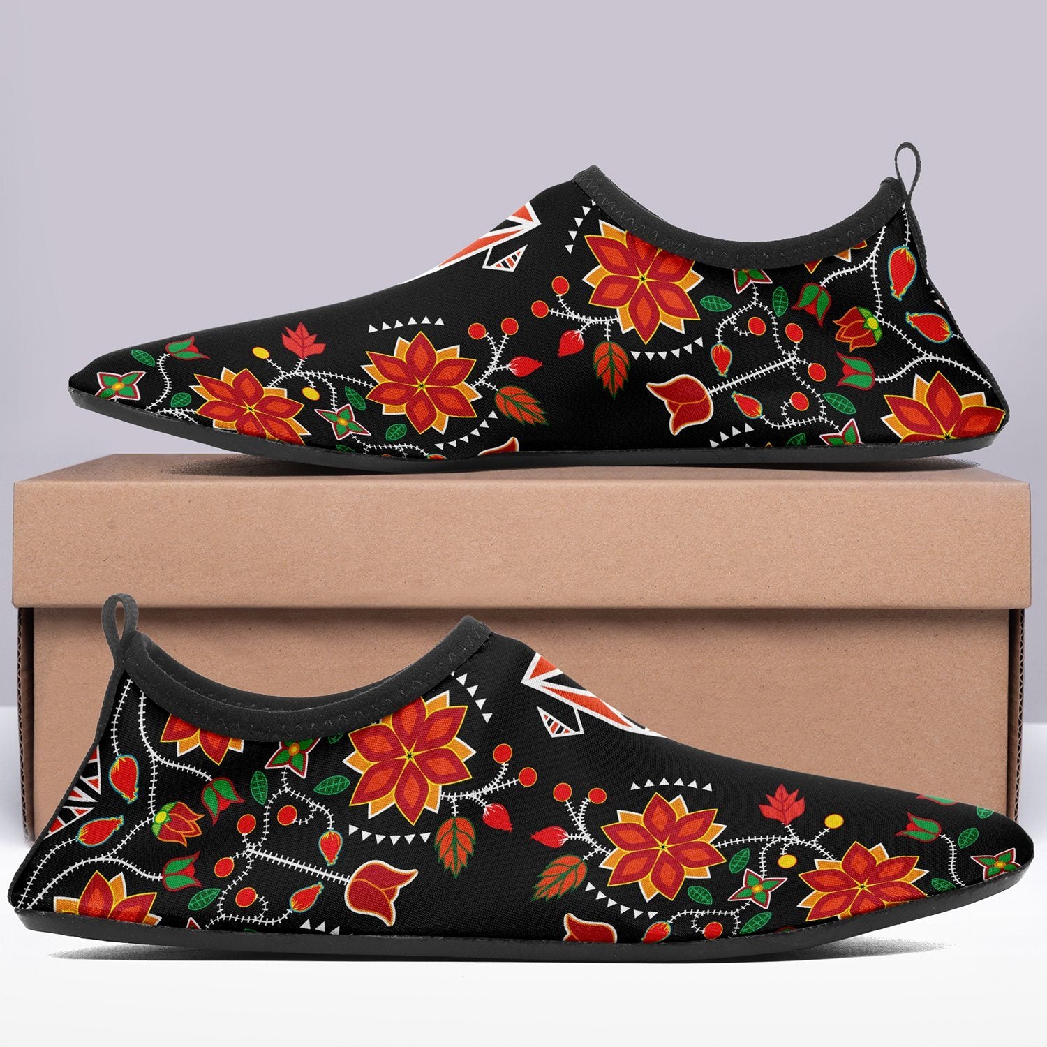 Floral Beadwork Six Bands Sockamoccs Slip On Shoes 49 Dzine
