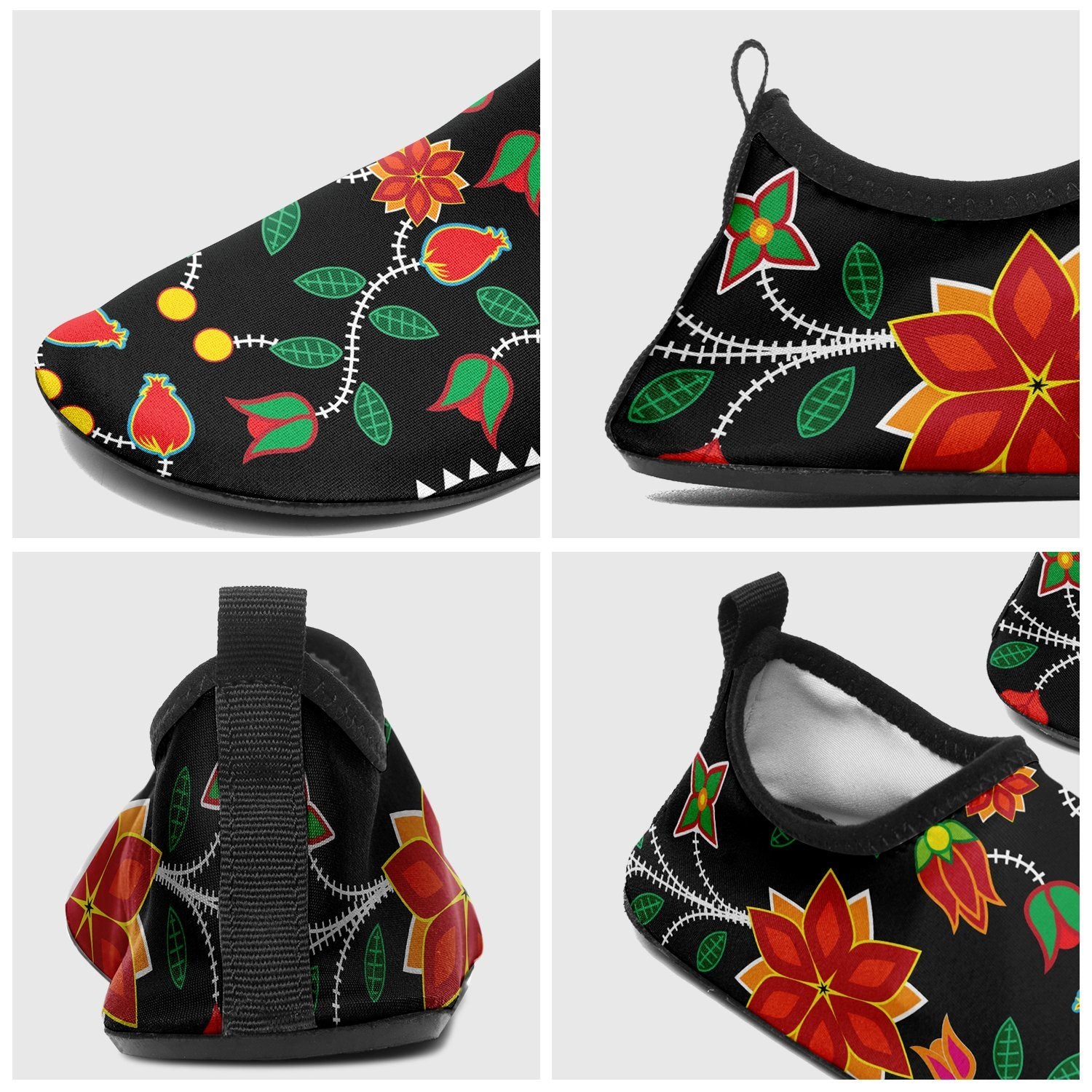 Floral Beadwork Six Bands Sockamoccs Slip On Shoes Herman