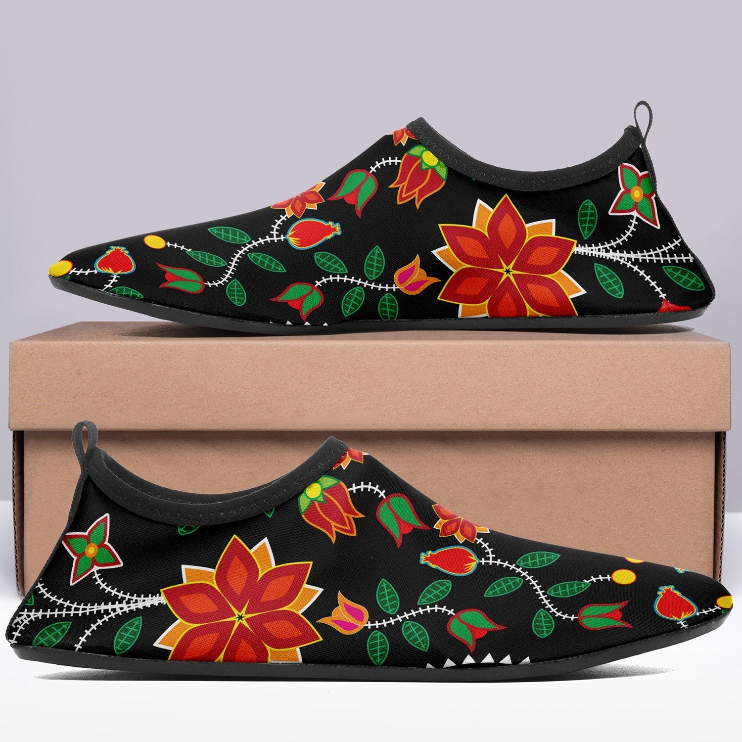 Floral Beadwork Six Bands Sockamoccs Slip On Shoes Herman