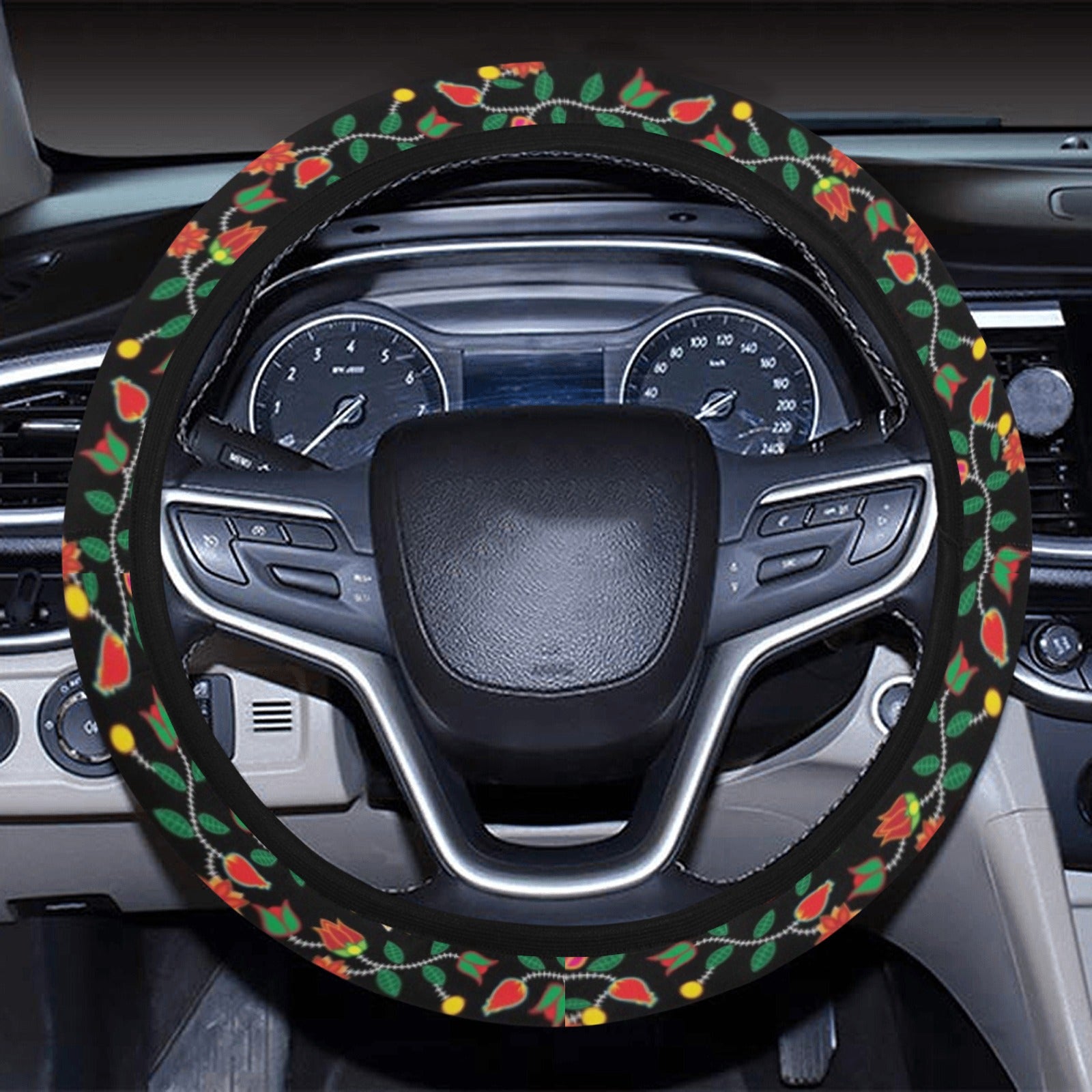 Floral Beadwork Six Bands Steering Wheel Cover with Elastic Edge Steering Wheel Cover with Elastic Edge e-joyer
