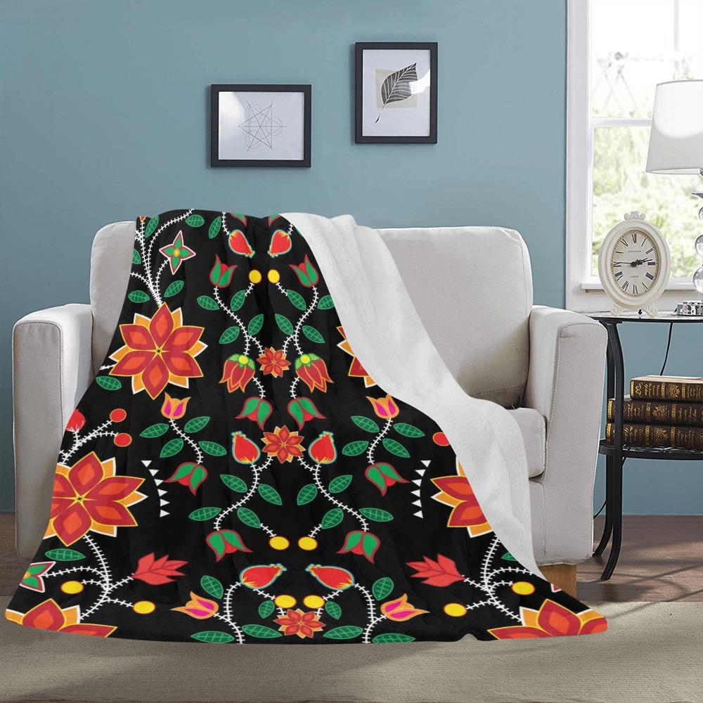 Floral Beadwork Six Bands Ultra-Soft Micro Fleece Blanket 60"x80" blanket e-joyer