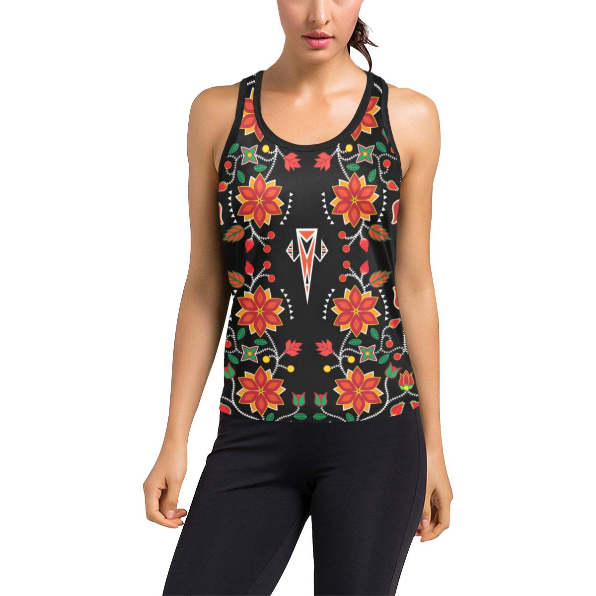 Floral Beadwork Six Bands Women's Racerback Tank Top (Model T60) Racerback Tank Top (T60) e-joyer