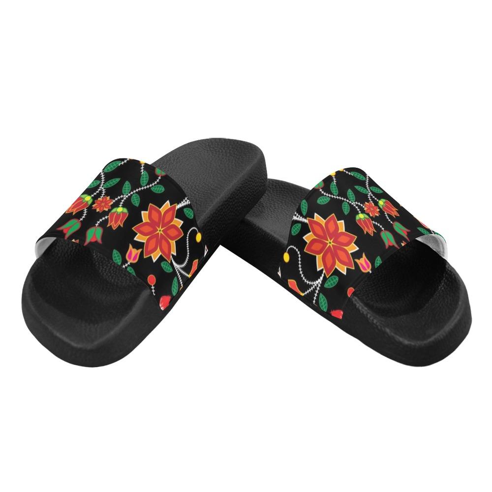 Floral Beadwork Six Bands Women's Slide Sandals (Model 057) Women's Slide Sandals (057) e-joyer