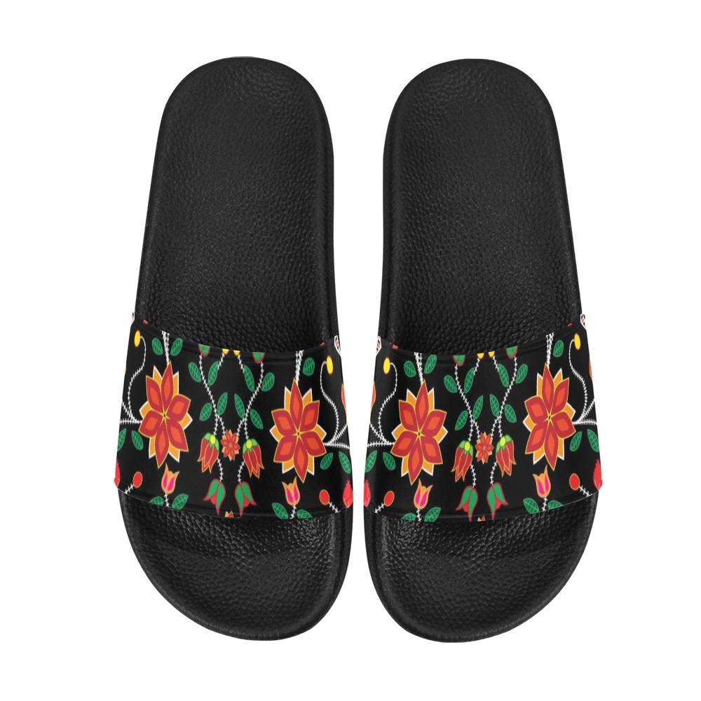 Floral Beadwork Six Bands Women's Slide Sandals (Model 057) Women's Slide Sandals (057) e-joyer