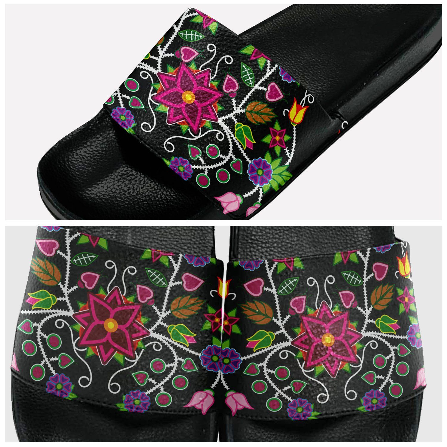 Floral Beadwork Slide Sandals 49 Dzine