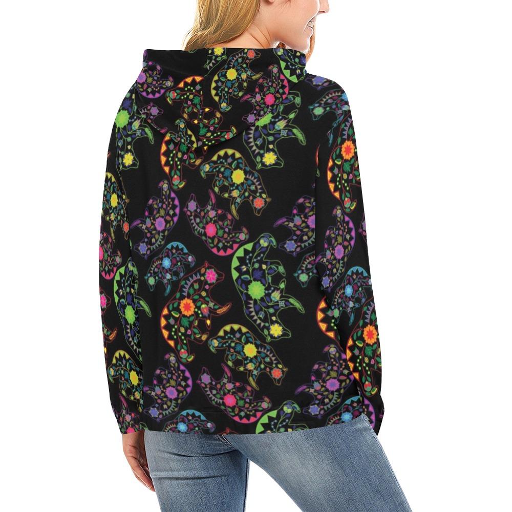 Floral Bear All Over Print Hoodie for Women (USA Size) (Model H13) All Over Print Hoodie for Women (H13) e-joyer