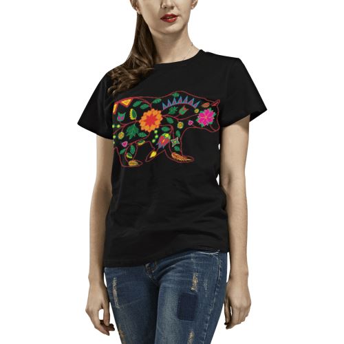 Floral Bear All Over Print T-shirt for Women/Large Size (USA Size) (Model T40) All Over Print T-Shirt for Women/Large (T40) e-joyer