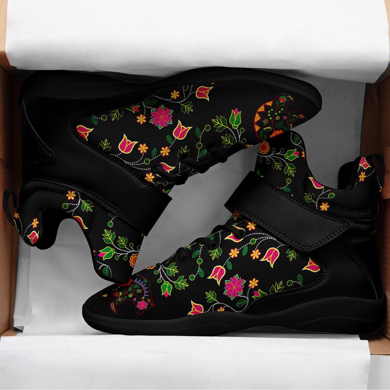 Floral Bear Ipottaa Basketball / Sport High Top Shoes - Black Sole 49 Dzine