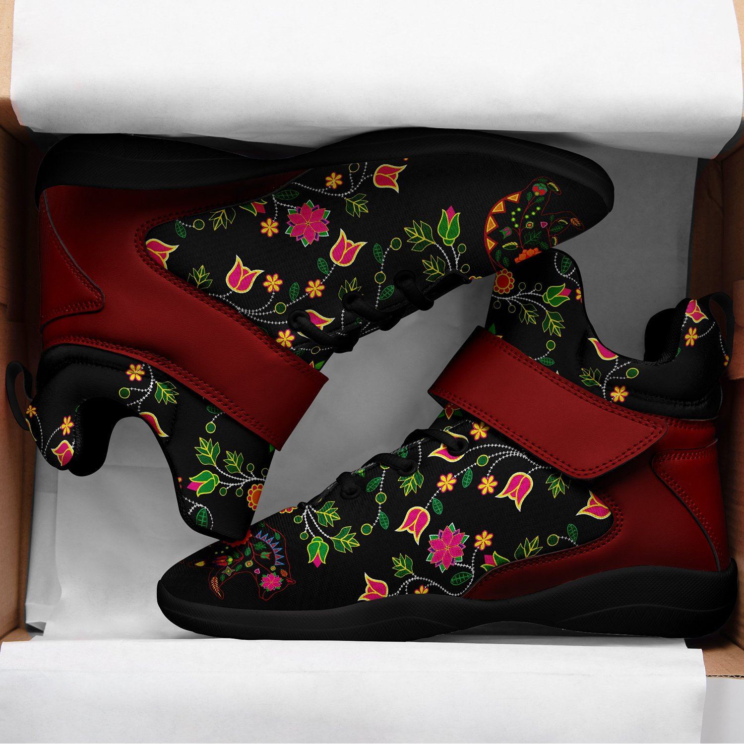 Floral Bear Ipottaa Basketball / Sport High Top Shoes - Black Sole 49 Dzine