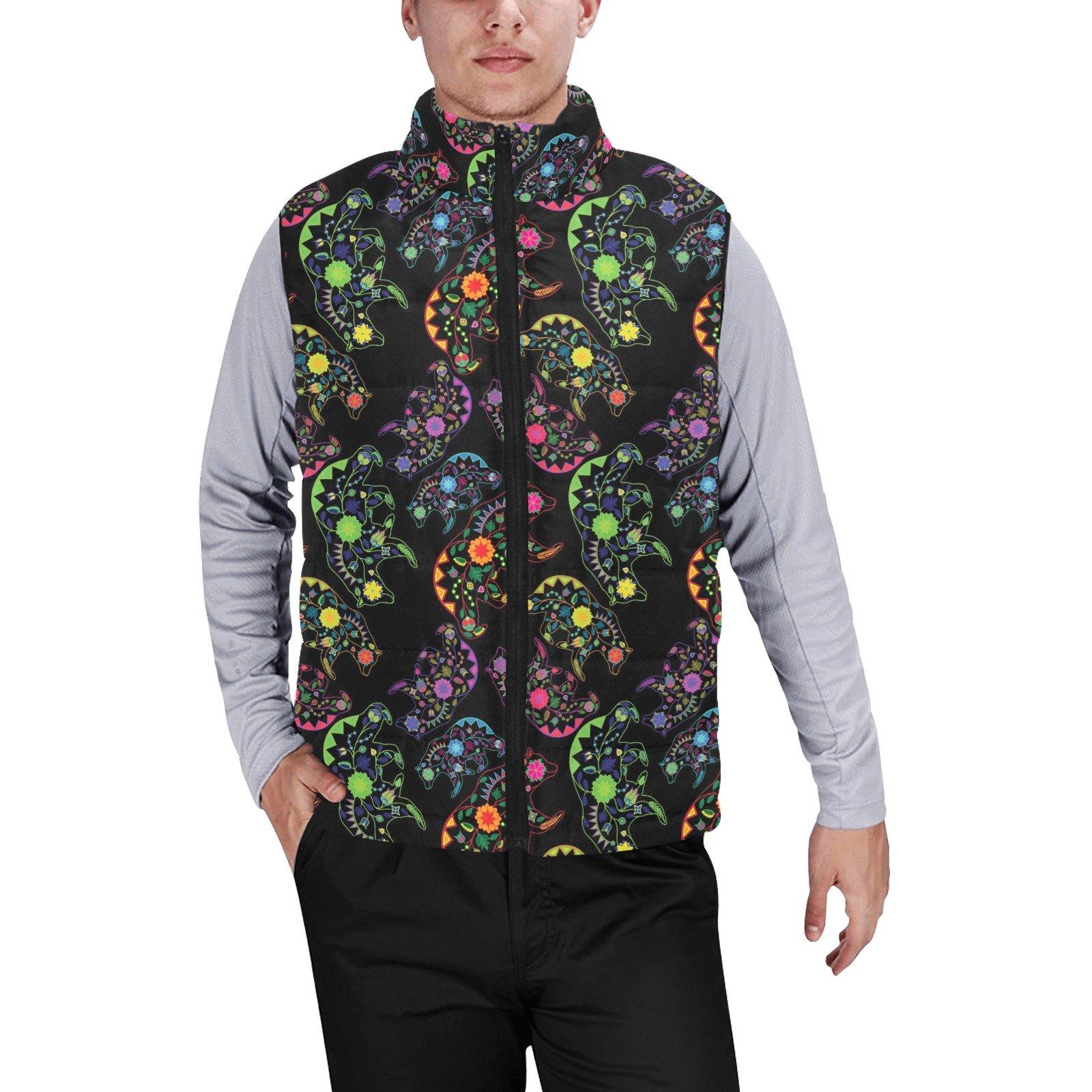 Floral Bear Men's Padded Vest Jacket (Model H44) Men's Padded Vest Jacket (H44) e-joyer