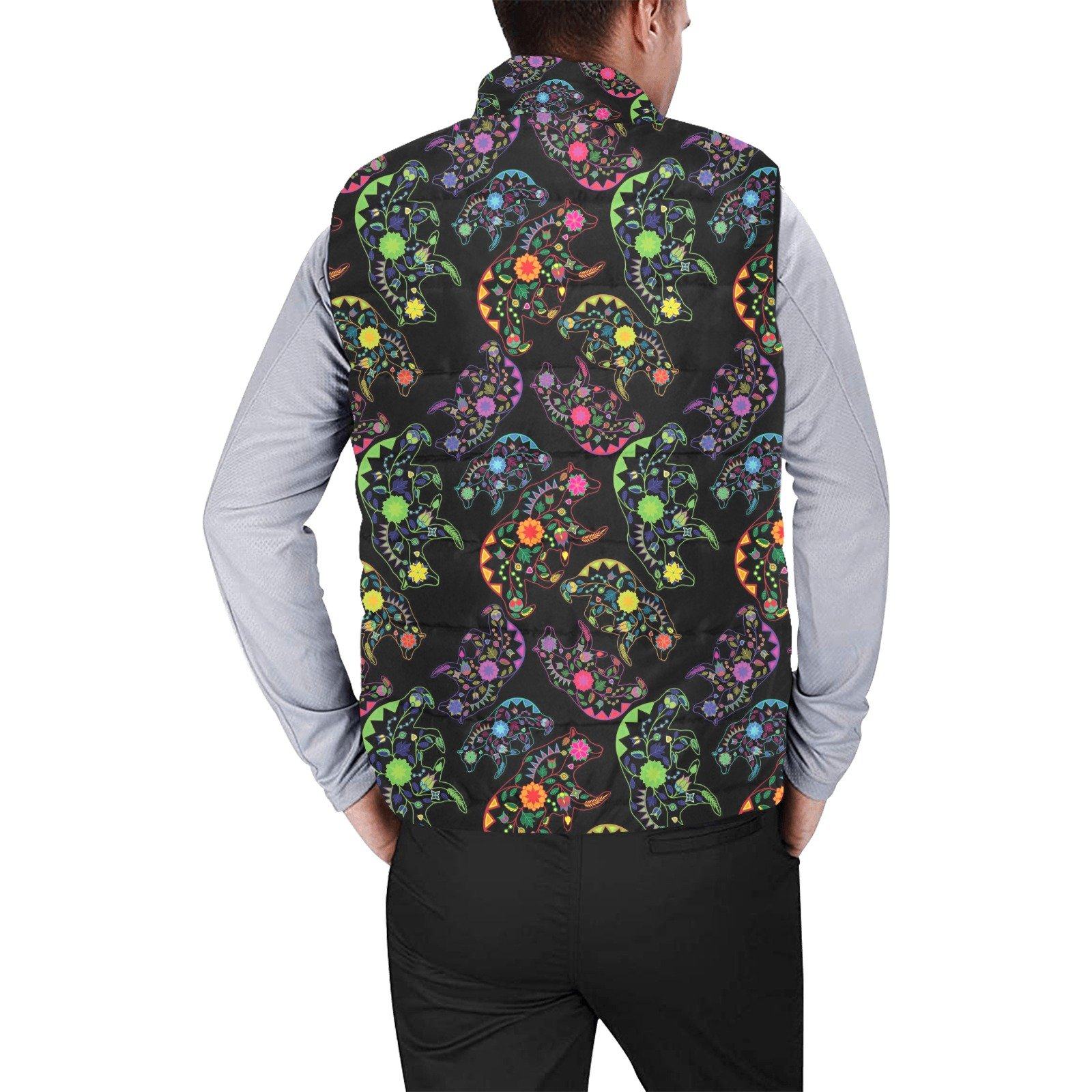Floral Bear Men's Padded Vest Jacket (Model H44) Men's Padded Vest Jacket (H44) e-joyer