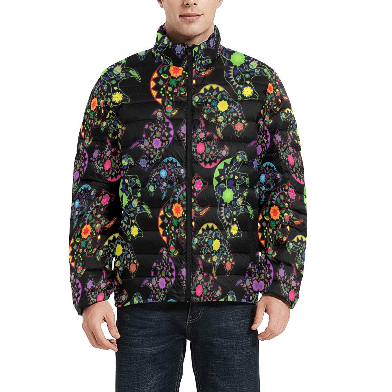Floral Bear Men's Stand Collar Padded Jacket (Model H41) Men's Stand Collar Padded Jacket (H41) e-joyer