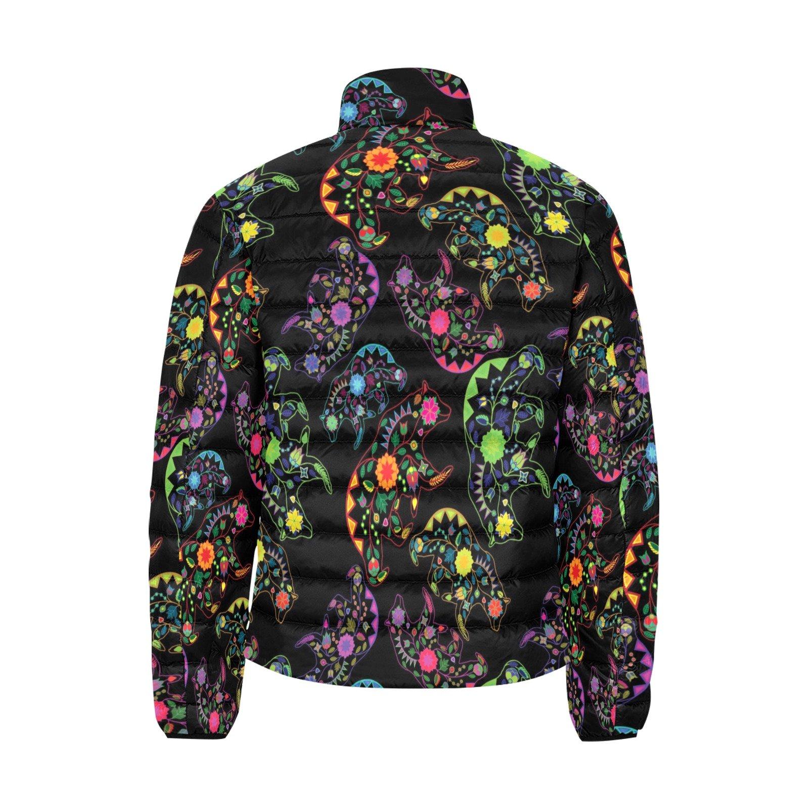Floral Bear Men's Stand Collar Padded Jacket (Model H41) Men's Stand Collar Padded Jacket (H41) e-joyer