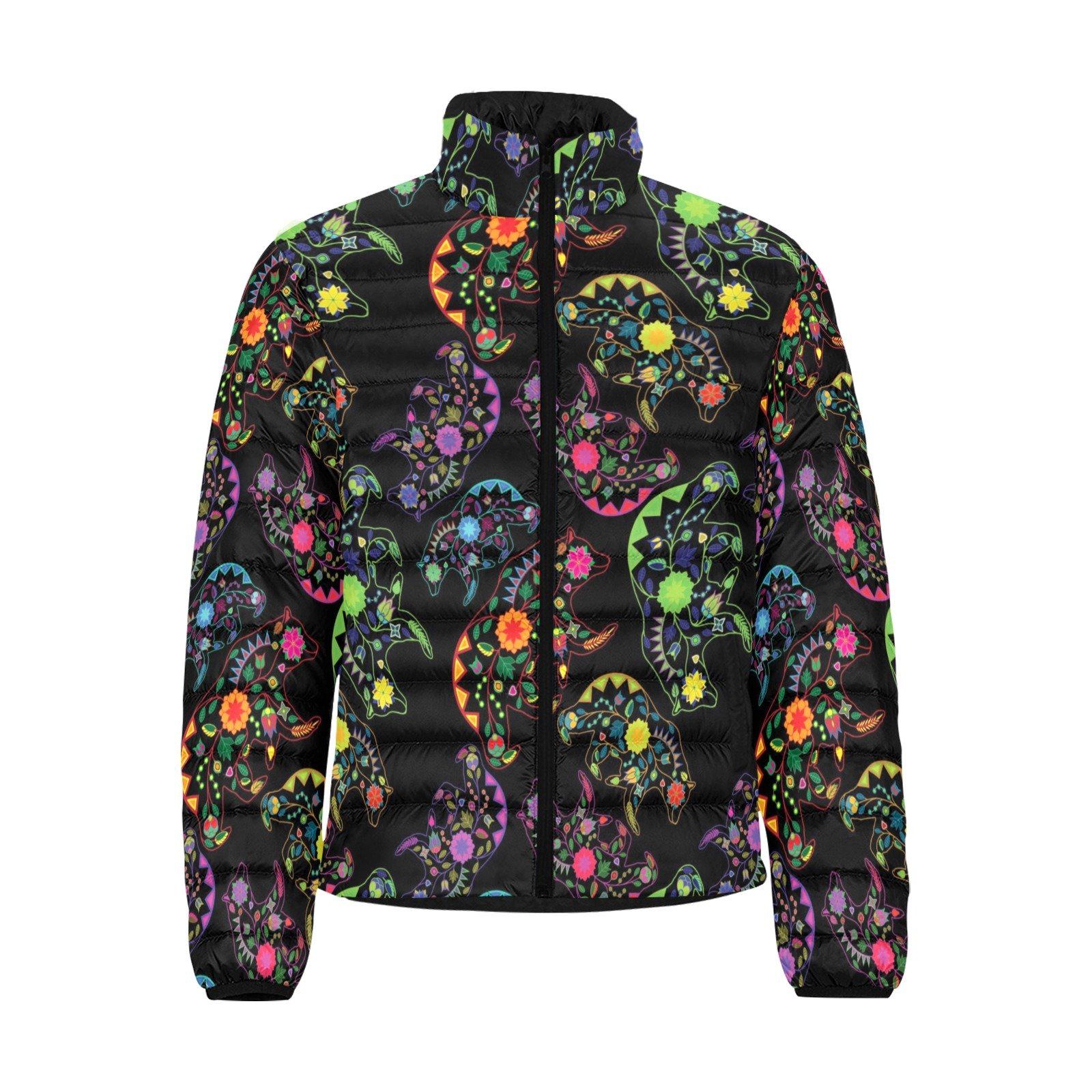 Floral Bear Men's Stand Collar Padded Jacket (Model H41) Men's Stand Collar Padded Jacket (H41) e-joyer
