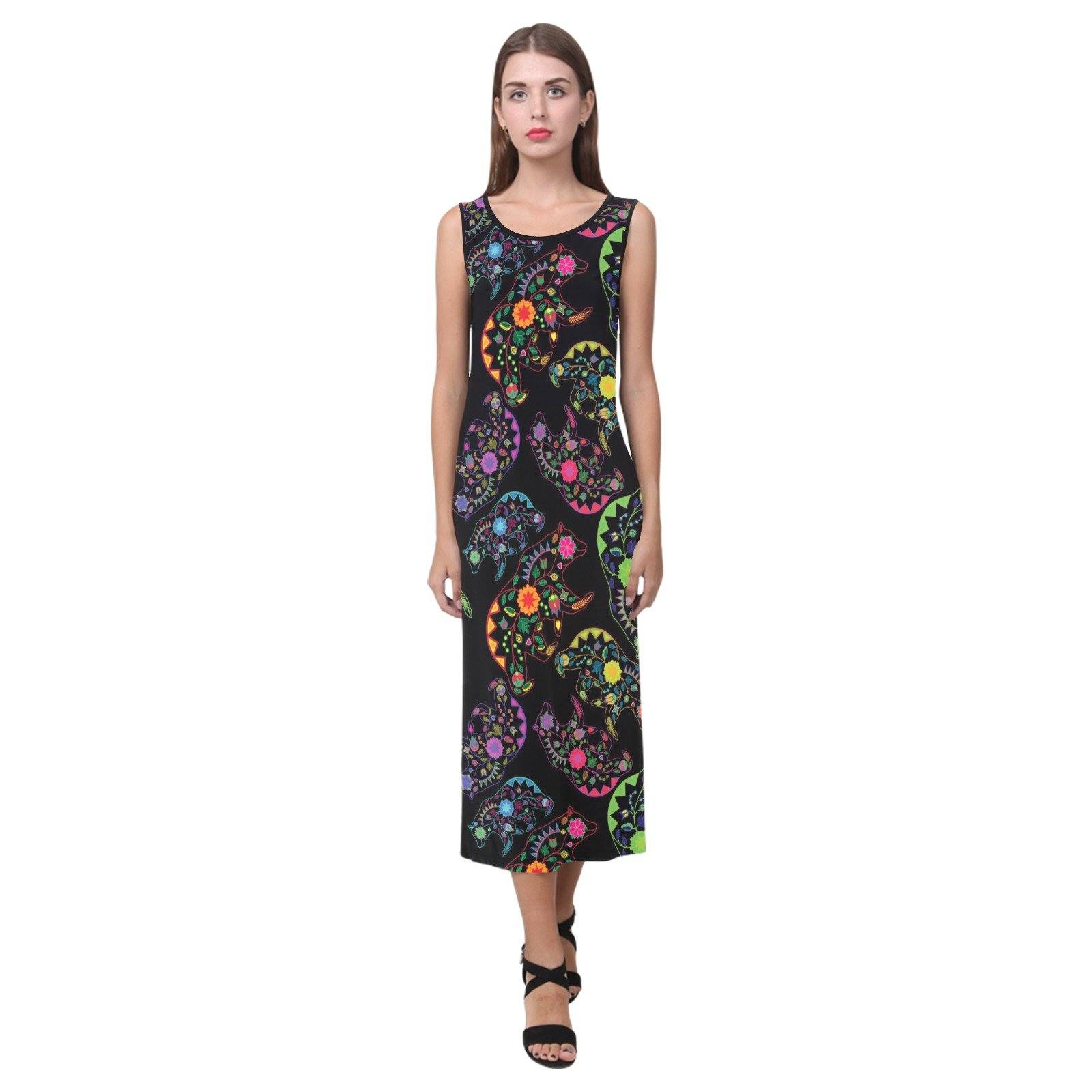 Floral Bear Phaedra Sleeveless Open Fork Long Dress (Model D08) dress e-joyer