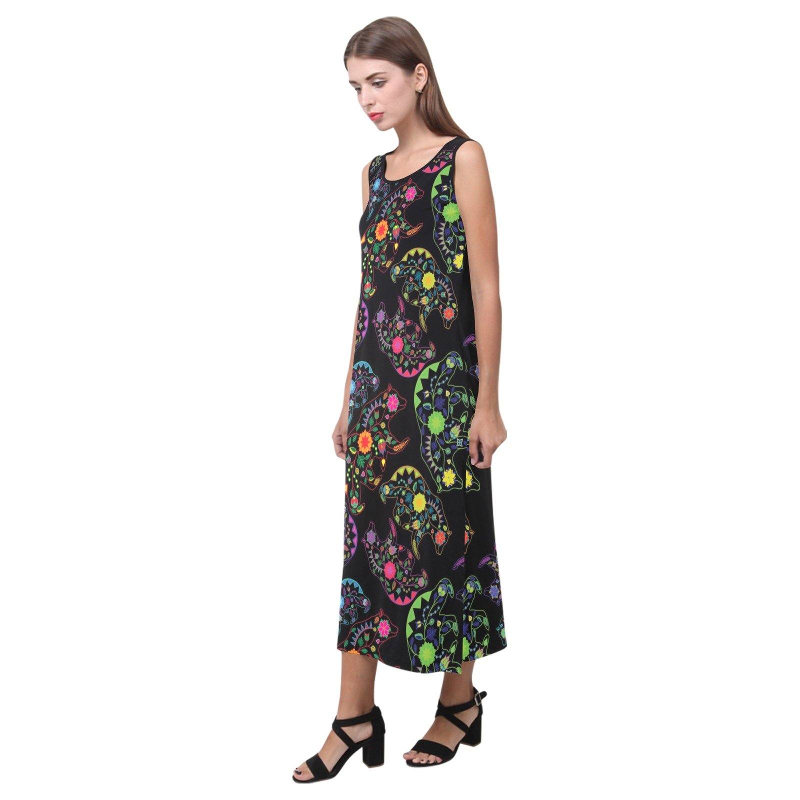 Floral Bear Phaedra Sleeveless Open Fork Long Dress (Model D08) dress e-joyer