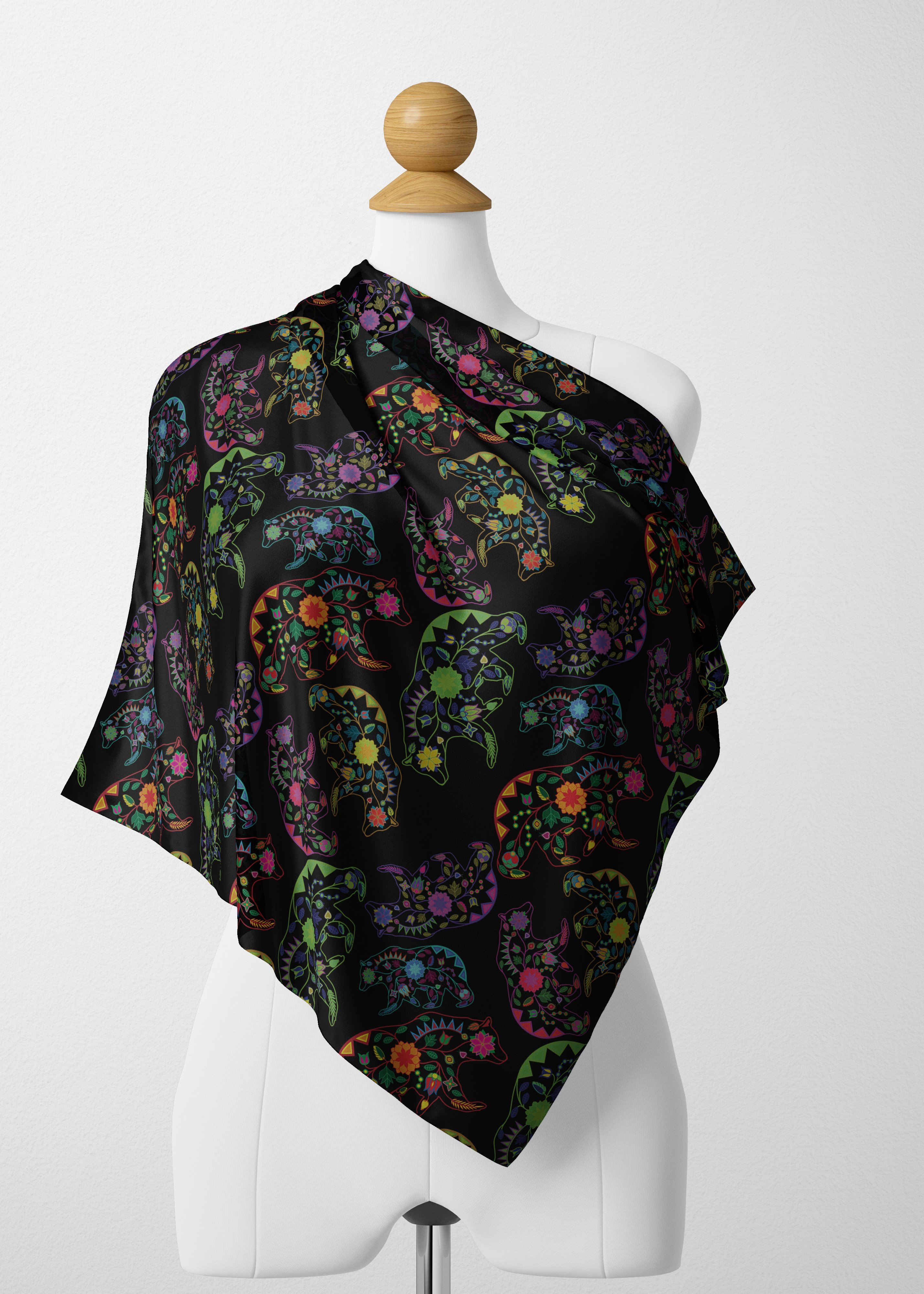 Floral Bear Satin Shawl Scarf 49 Dzine