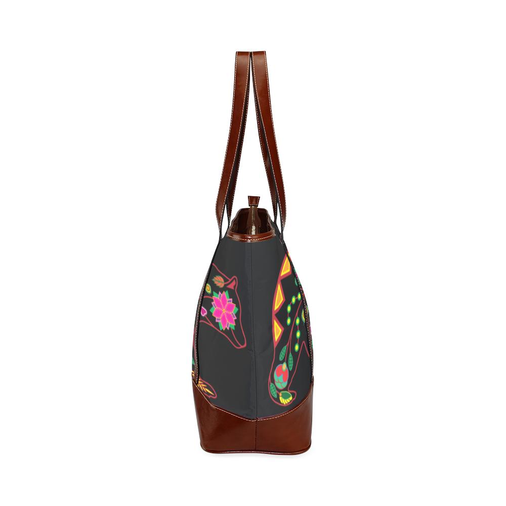 Floral Bear Tote Handbag (Model 1642) Tote Handbags (1642) e-joyer
