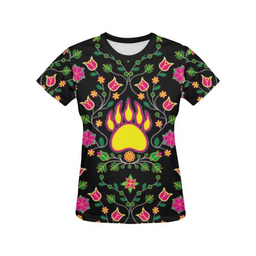 Floral Bearpaw All Over Print T-shirt for Women/Large Size (USA Size) (Model T40) All Over Print T-Shirt for Women/Large (T40) e-joyer