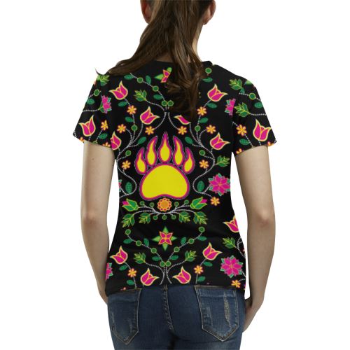 Floral Bearpaw All Over Print T-shirt for Women/Large Size (USA Size) (Model T40) All Over Print T-Shirt for Women/Large (T40) e-joyer
