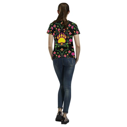 Floral Bearpaw All Over Print T-shirt for Women/Large Size (USA Size) (Model T40) All Over Print T-Shirt for Women/Large (T40) e-joyer