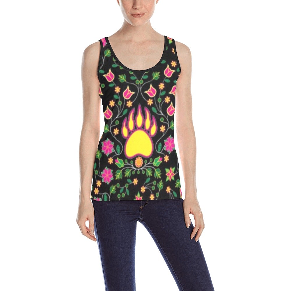Floral Bearpaw Pink and Yellow All Over Print Tank Top for Women (Model T43) All Over Print Tank Top for Women (T43) e-joyer