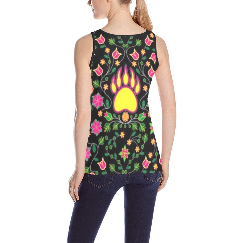 Floral Bearpaw Pink and Yellow All Over Print Tank Top for Women (Model T43) All Over Print Tank Top for Women (T43) e-joyer