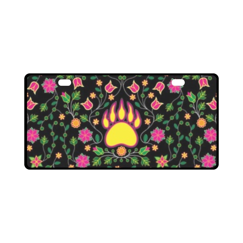 Floral Bearpaw Pink and Yellow License Plate License Plate e-joyer