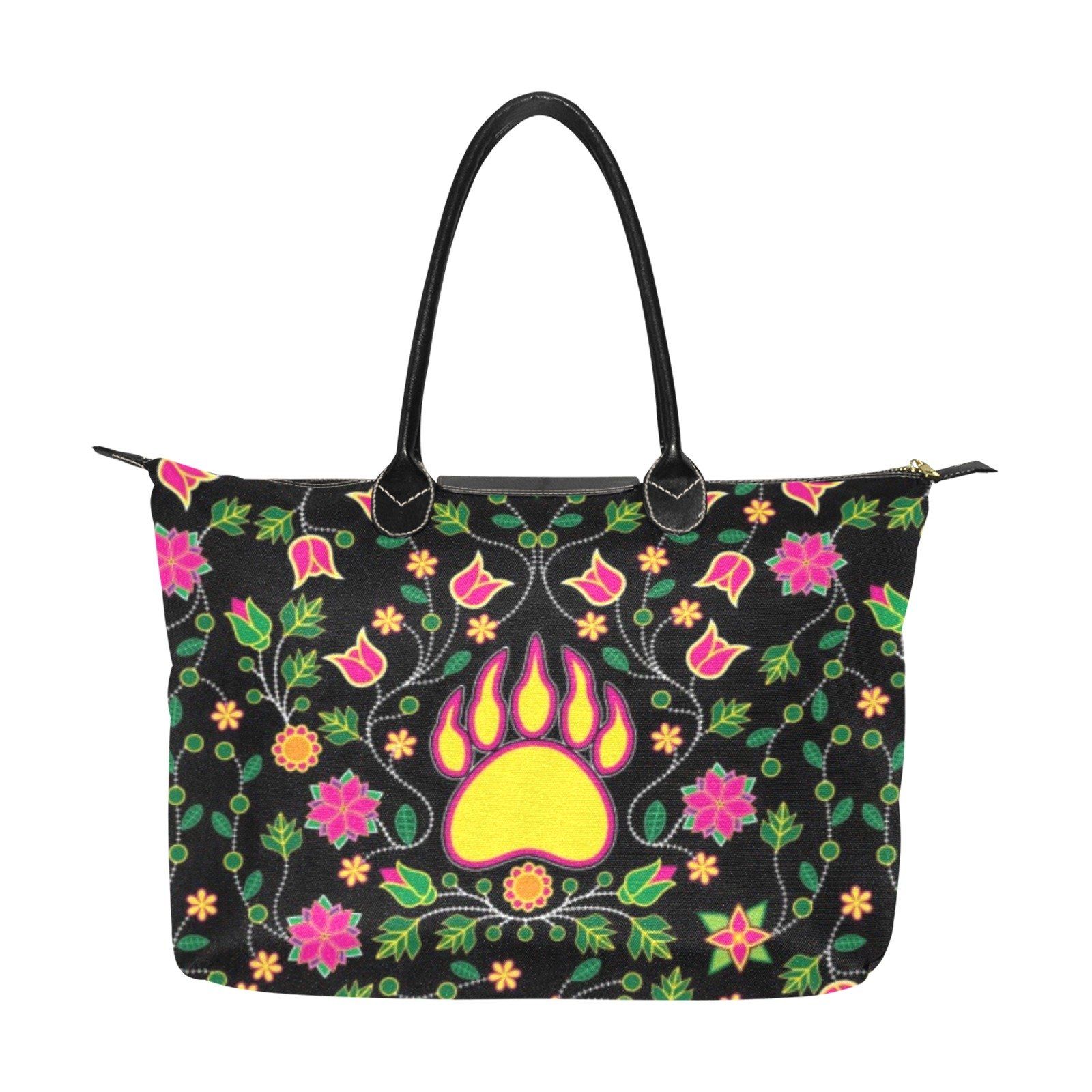 Floral Bearpaw Pink and Yellow Single-Shoulder Lady Handbag (Model 1714) bag e-joyer