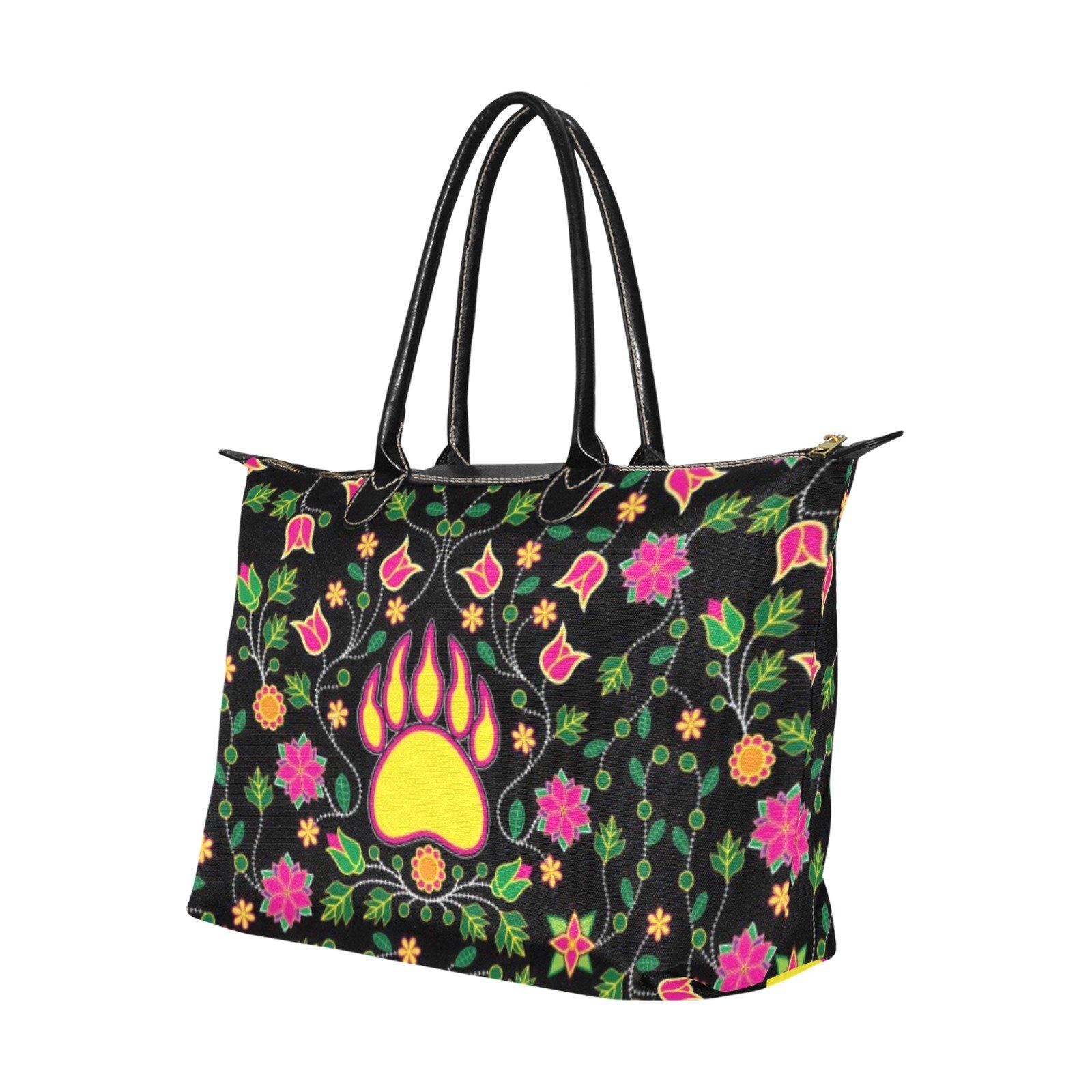 Floral Bearpaw Pink and Yellow Single-Shoulder Lady Handbag (Model 1714) bag e-joyer