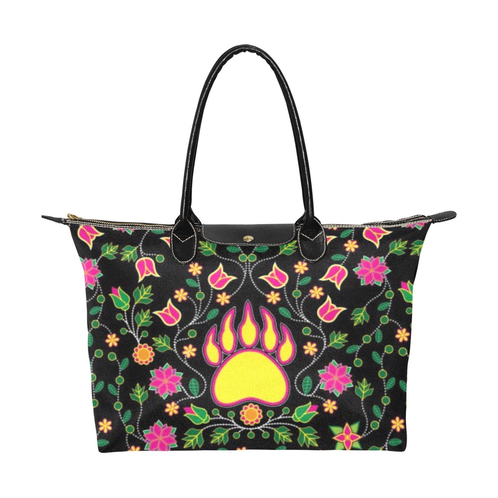 Floral Bearpaw Pink and Yellow Single-Shoulder Lady Handbag (Model 1714) bag e-joyer