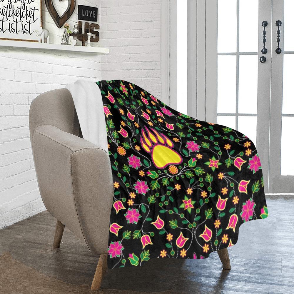 Floral Bearpaw Pink and Yellow Ultra-Soft Micro Fleece Blanket 40"x50" blanket e-joyer