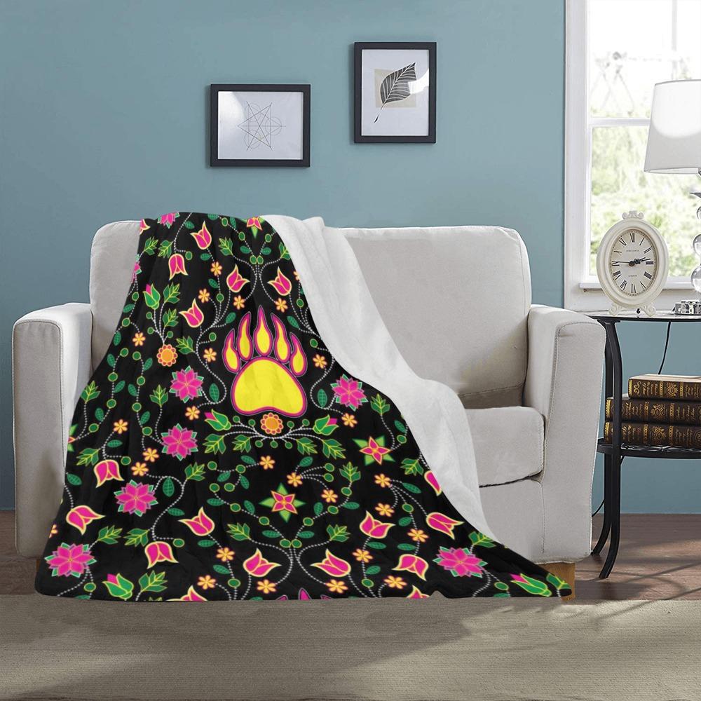Floral Bearpaw Pink and Yellow Ultra-Soft Micro Fleece Blanket 40"x50" blanket e-joyer