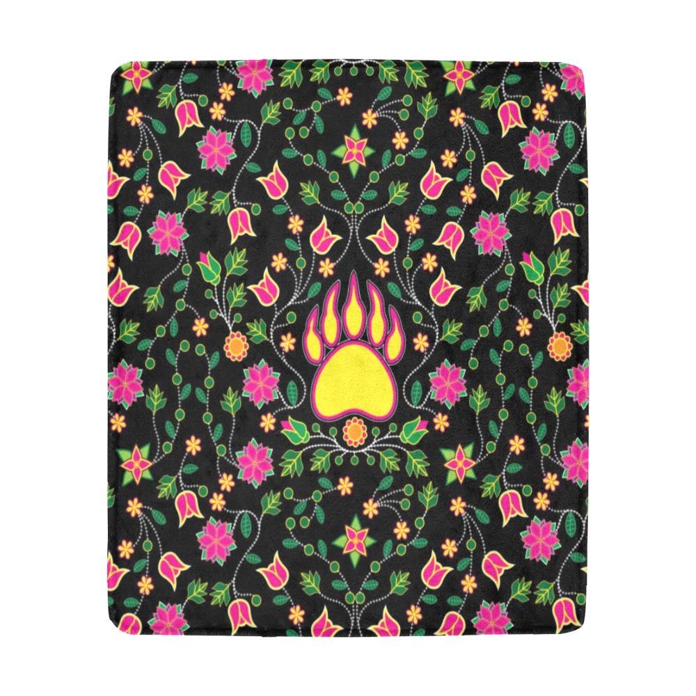 Floral Bearpaw Pink and Yellow Ultra-Soft Micro Fleece Blanket 50"x60" blanket e-joyer
