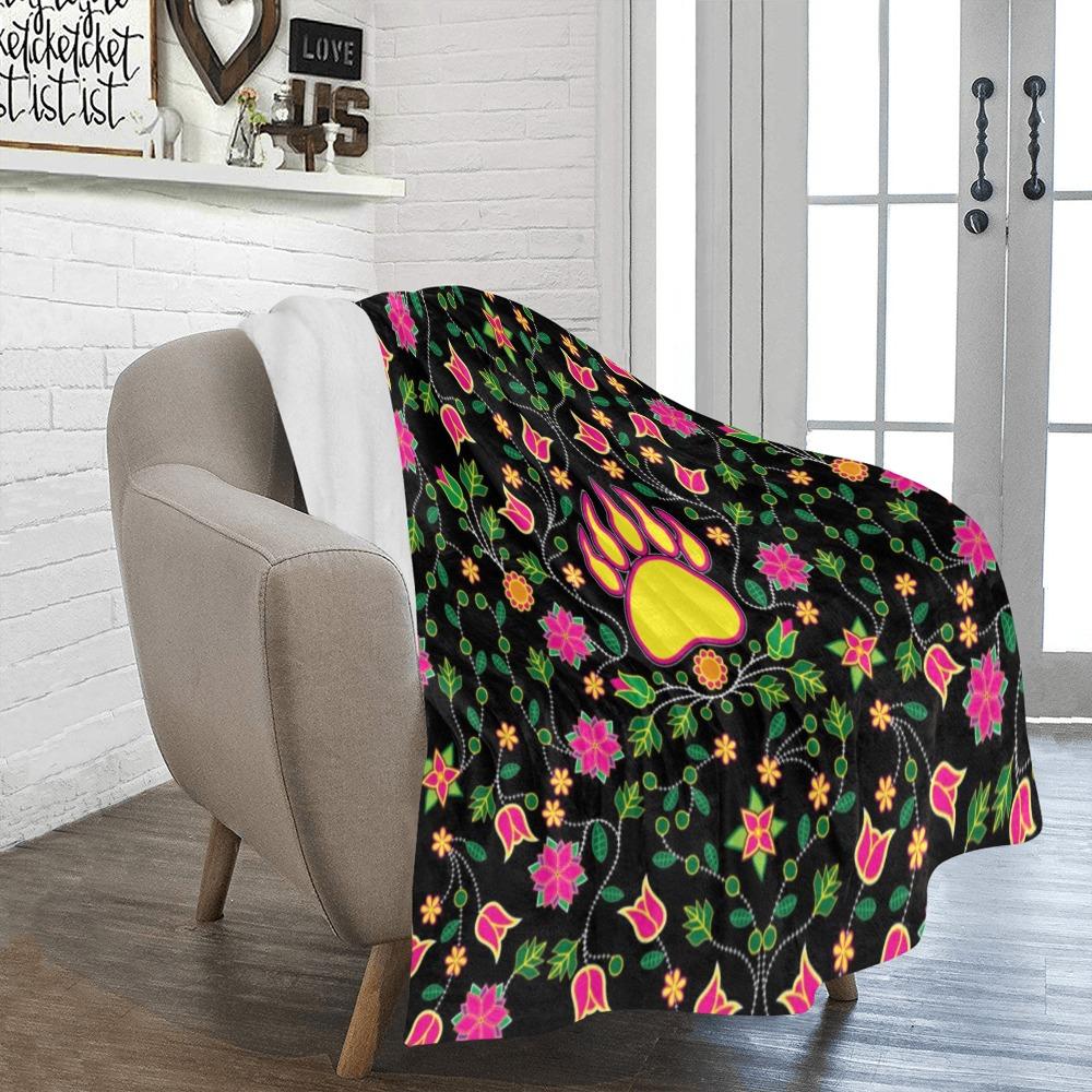 Floral Bearpaw Pink and Yellow Ultra-Soft Micro Fleece Blanket 50"x60" blanket e-joyer