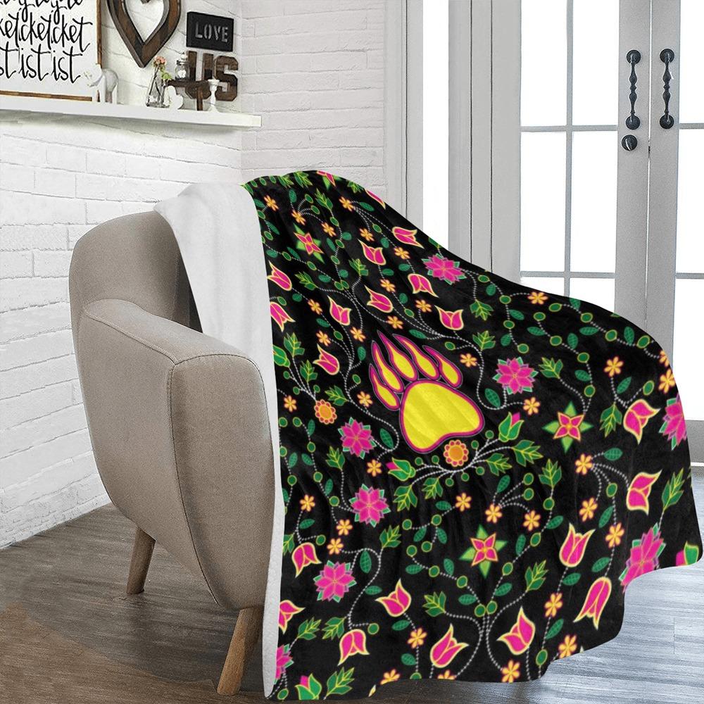 Floral Bearpaw Pink and Yellow Ultra-Soft Micro Fleece Blanket 60"x80" blanket e-joyer