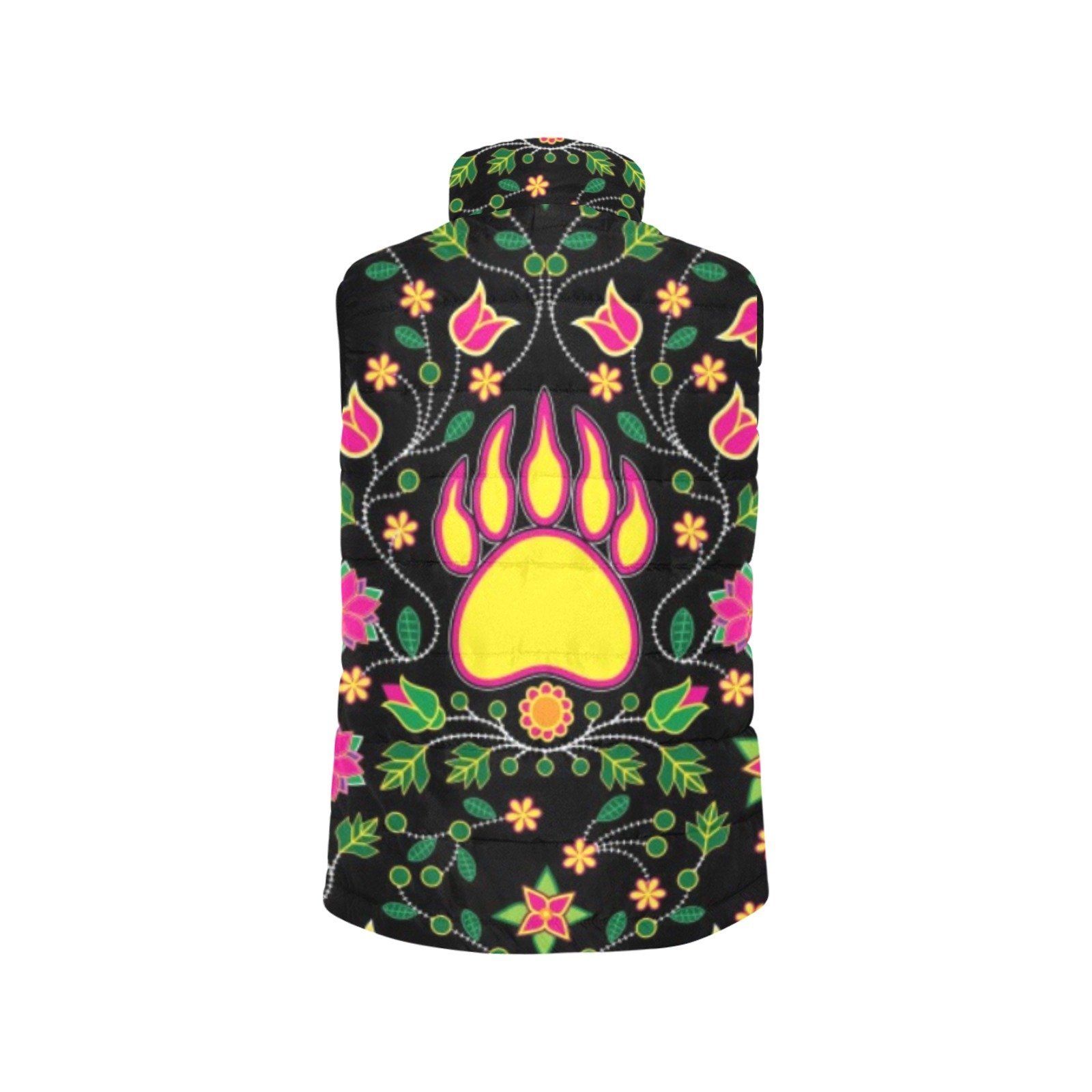 Floral Bearpaw Pink and Yellow Women's Padded Vest Jacket (Model H44) Women's Padded Vest Jacket (H44) e-joyer