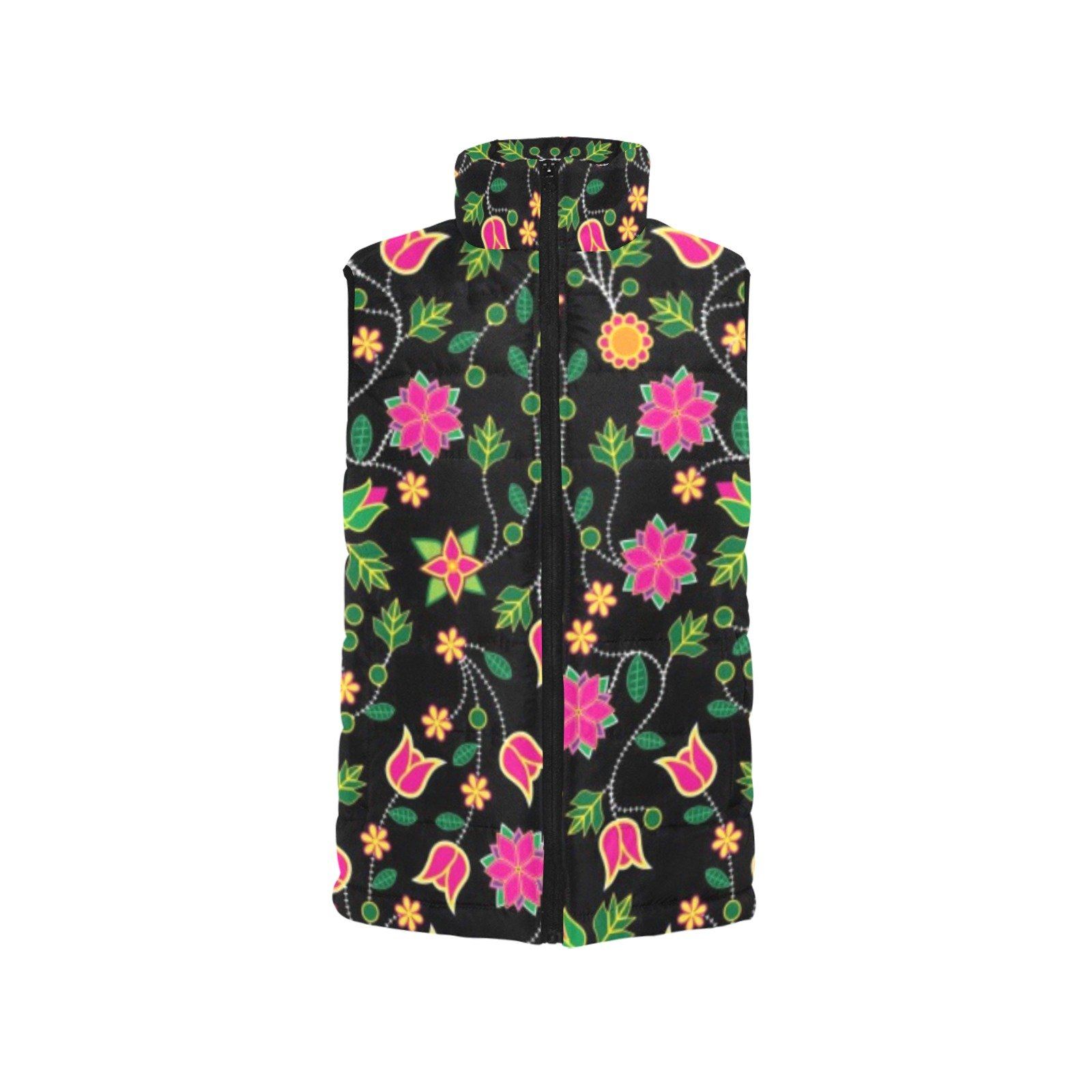 Floral Bearpaw Pink and Yellow Women's Padded Vest Jacket (Model H44) Women's Padded Vest Jacket (H44) e-joyer
