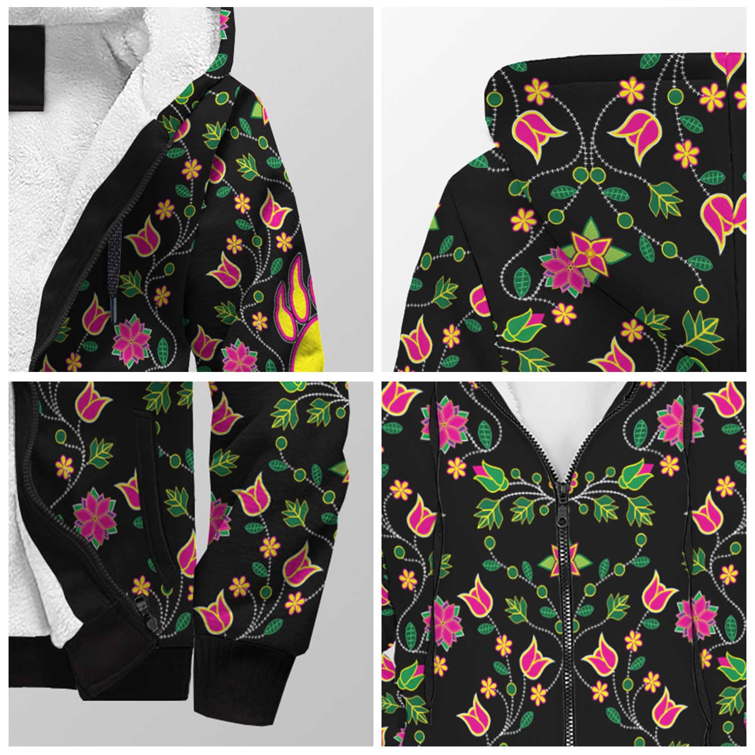 Floral Bearpaw Sherpa Hoodie 49 Dzine