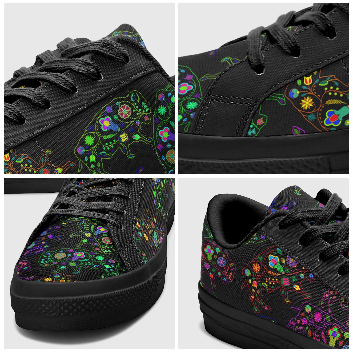 Floral Buffalo Aapisi Low Top Canvas Shoes Black Sole aapisi Herman