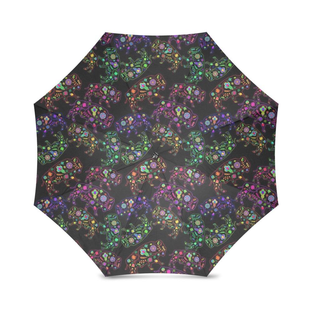 Floral Buffalo Foldable Umbrella (Model U01) Foldable Umbrella e-joyer